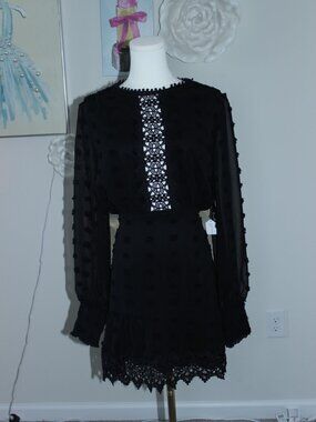 Lulus Black Mini Dress with Crochet Details